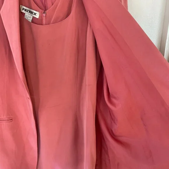 PATRICK Dusty Pink Silk Blazer + Dress Set – Women's Size 6 - Picture 4 of 14